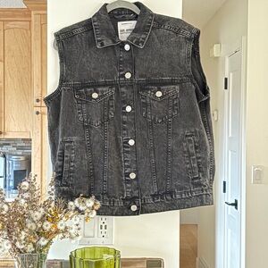 Garage Black Denim Sleeveless Vest
